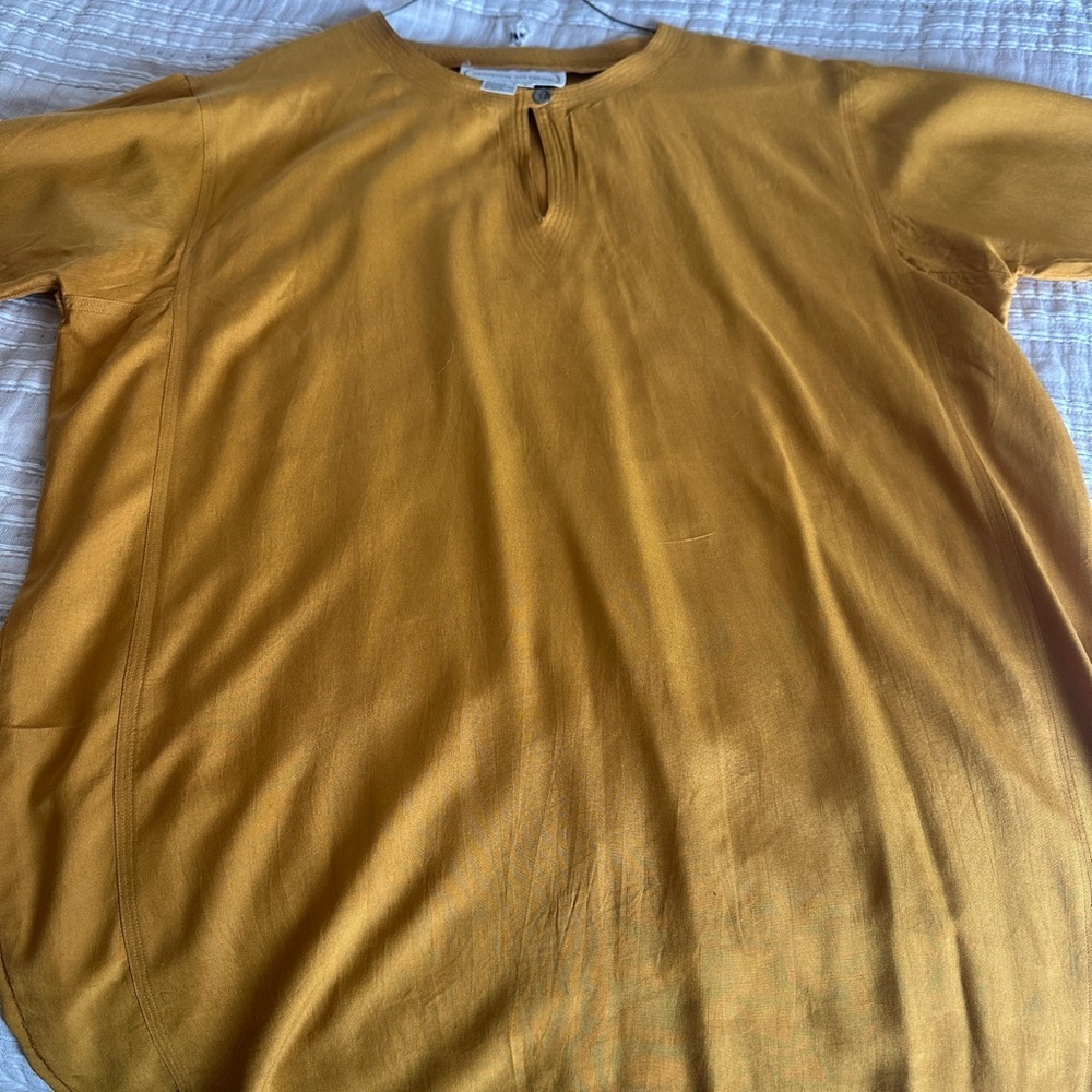 Adrienne Vittadini silk Mustard Tunic Top